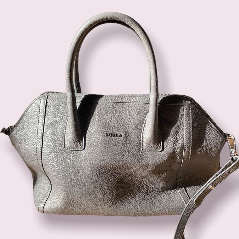 Furla Gray Genuine Leather Satchel